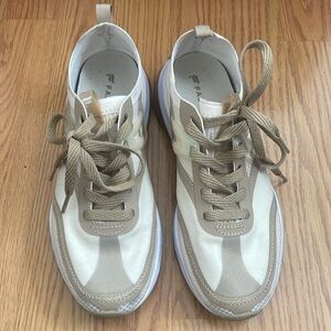 Fabletics cream and tan sneakers